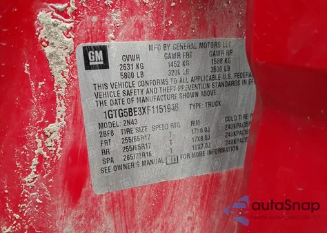 2015 GMC Canyon Sle из США, поврежденный, VIN 1GTG5BE3XF1151946